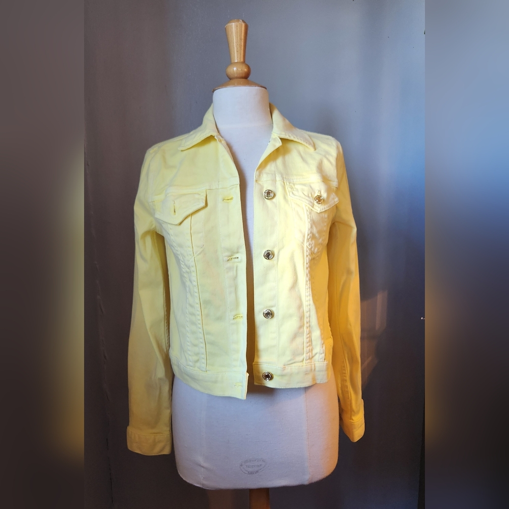 Michael Kors Denim Crop Jacket / Yellow / Small